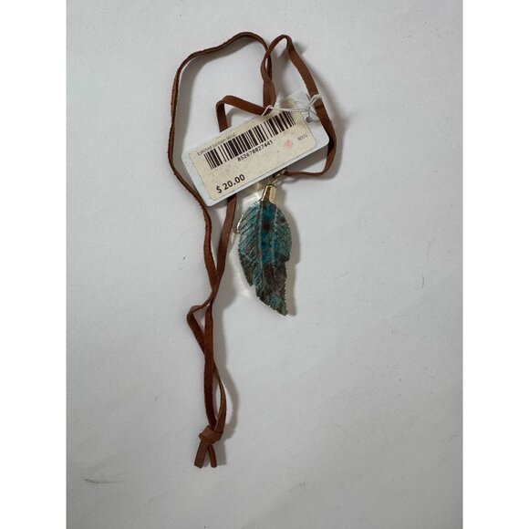 Turquoise Leaf Pendant Necklace With Leather Cord By The Jewelry Junkie - Picture 5 of 13